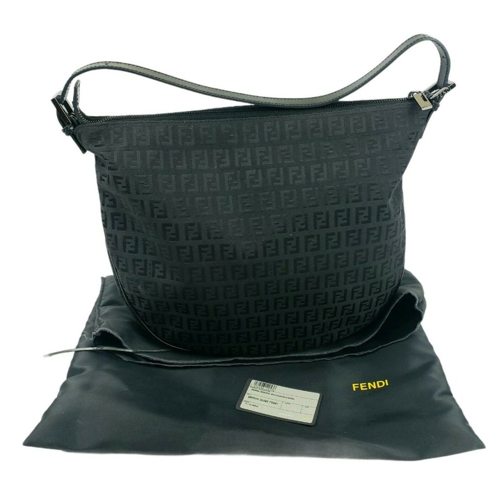 FENDI RARE Vintage Zucchino Black Shoulder Bag